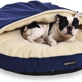 AmazonBasics Pet Cave Bed for Dogs and Cats, with Removable Nesting Cave Cover, Fits up to 30lbs Pets, 35 x 35 x 13 inches, Blue
