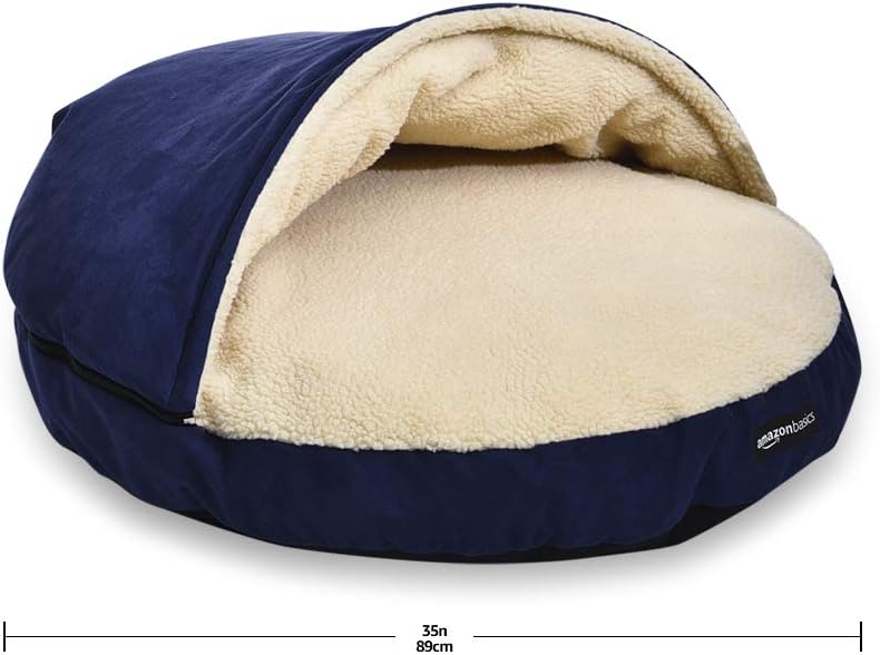AmazonBasics Pet Cave Bed for Dogs and Cats, with Removable Nesting Cave Cover, Fits up to 30lbs Pets, 35 x 35 x 13 inches, Blue - Image 6