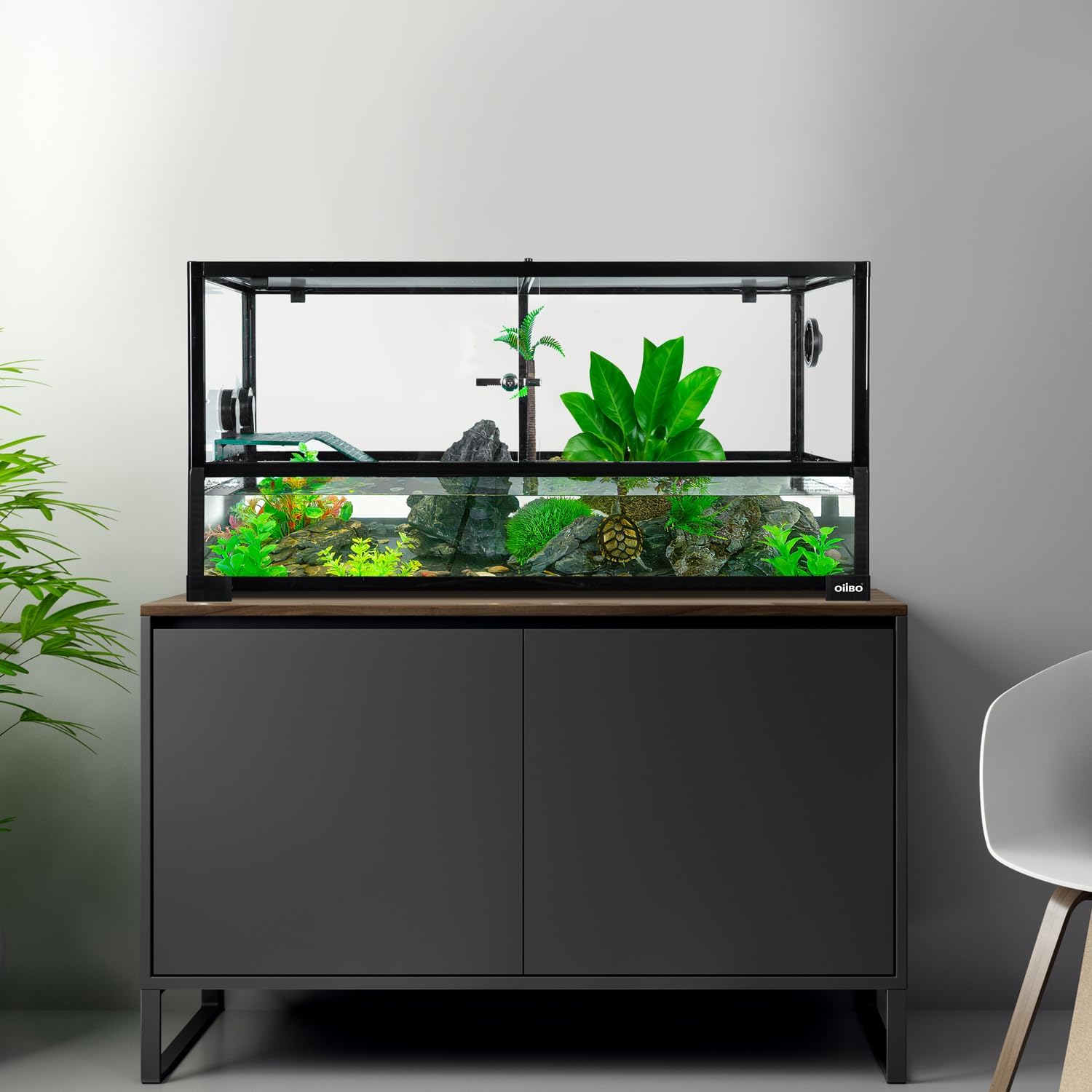 50 Gallon Glass Turtle Tank, 36"×18"×18" Tortoise Habitat, Large Turtle Aquatic Aquarium Kit with Drainage System, Turtle Terrarium for Tree Frogs, Salamanders - Image 7