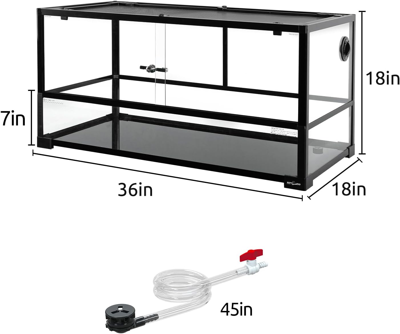50 Gallon Glass Turtle Tank, 36"×18"×18" Tortoise Habitat, Large Turtle Aquatic Aquarium Kit with Drainage System, Turtle Terrarium for Tree Frogs, Salamanders - Image 8
