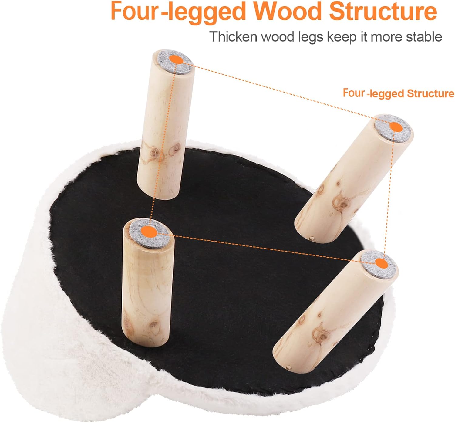 Elevated Dog Bed: Cat Bed for Indoor Cats with Cozy Pad Waterproof - Nordic Cat Stool Chair with Sturdy Wood Legs Anti Slip for Puppy Kitten - Image 5