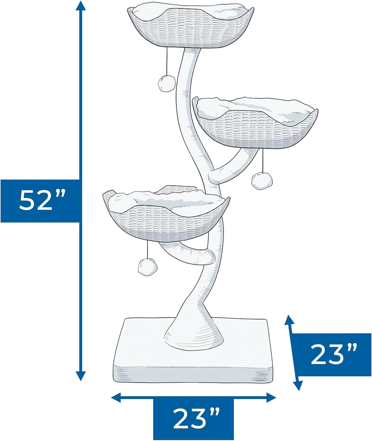 Habitat Haven The Sanctuary Cat Tree - Luxury Cat Condo, Large Modern Indoor Tower with 3 Faux Fur Beds, Scratching Posts, and Toys for Cats, 23-Inch Width x 23-Inch Depth x 52-Inch Height - Image 3