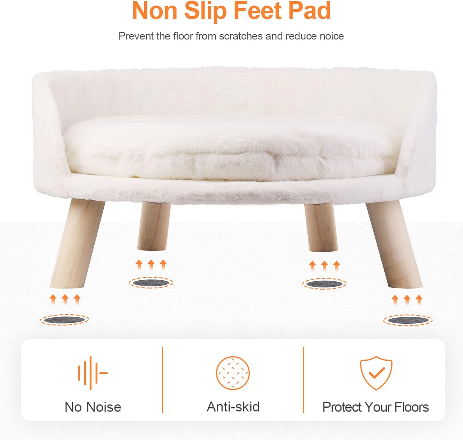 Elevated Dog Bed: Cat Bed for Indoor Cats with Cozy Pad Waterproof - Nordic Cat Stool Chair with Sturdy Wood Legs Anti Slip for Puppy Kitten - Image 8