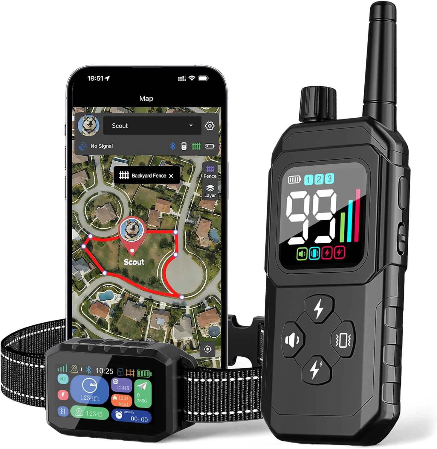 GPS Wireless Dog Fence – Free App Control, Custom GPS Boundary, Beep/Vibration/Static Modes, IP67 Waterproof, Long Battery Life, for Dogs 10–120 lbs, Remote Training Kit
