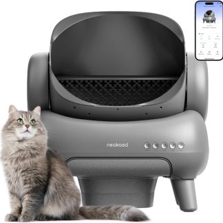 Neakasa M1 Plus Open-Top Self-Cleaning Cat Litter Box, 360° Safety Sensors, Advanced Odor & Leak Control, Automatic for Large & Multi-Cat Homes, Litter Mat & 2 Rolls Refill Bags Included