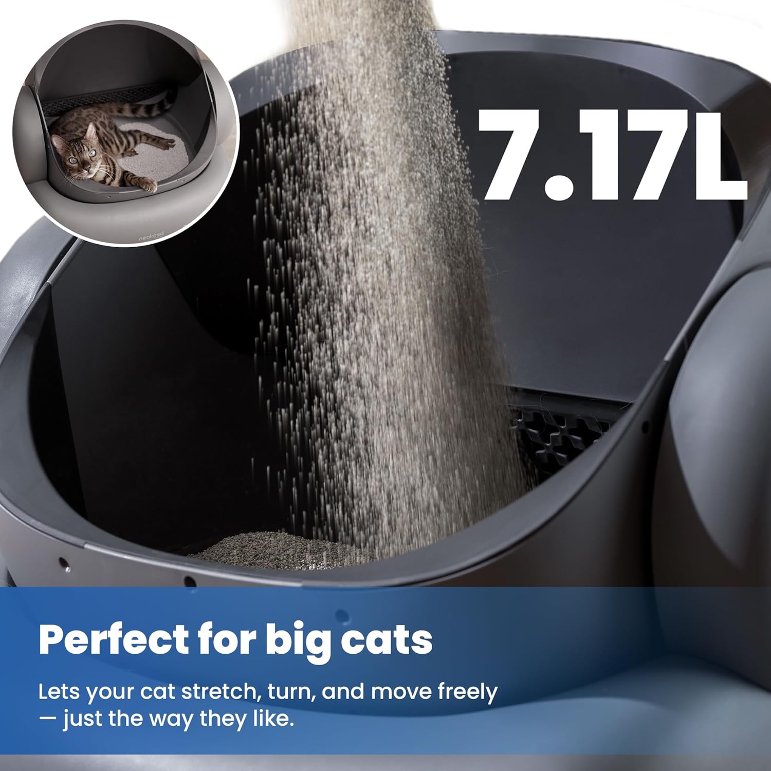 Neakasa M1 Plus Open-Top Self-Cleaning Cat Litter Box, 360° Safety Sensors, Advanced Odor & Leak Control, Automatic for Large & Multi-Cat Homes, Litter Mat & 2 Rolls Refill Bags Included - Image 6