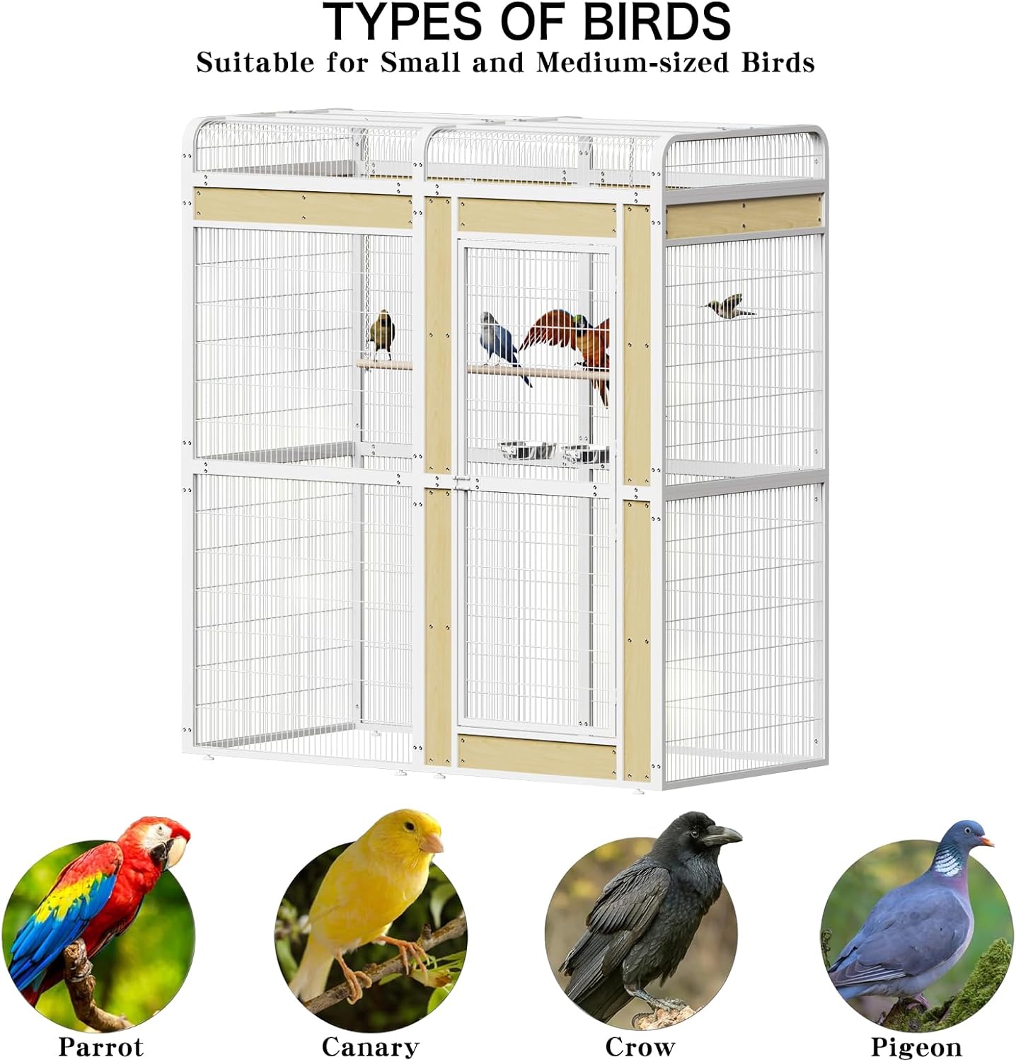 Large Bird Cage for Parakeets Outdoor Bird Aviary Parrot Cage with Perch, Birdcage for Macaws Canaries Parrots Budgie Lovebirds-White (2 Box Set) - Image 6
