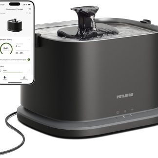 PETLIBRO Upgrade Cat Water Fountain Stainless Steel Tray, Dockstream 2 Cat Fountain Indoor, 3L/101oz Auto Cat Fountains for Drinking, App Monitoring Pet Water Fountain Dog, 5G WiFi Cat Water Dispenser