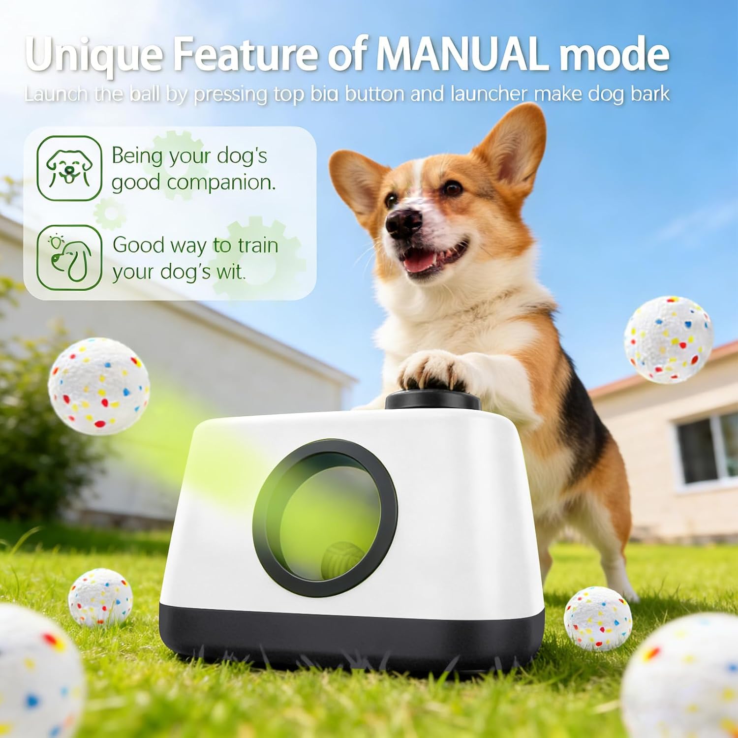 Automatic Dog Ball Launcher, Auto & Manual Dual Mode Dog Ball Thrower, Interactive Dog Toy for Boredom & Brain Stimulation with 4 ETPU Balls, Indoor Outdoor Use for All Breeds - Image 2