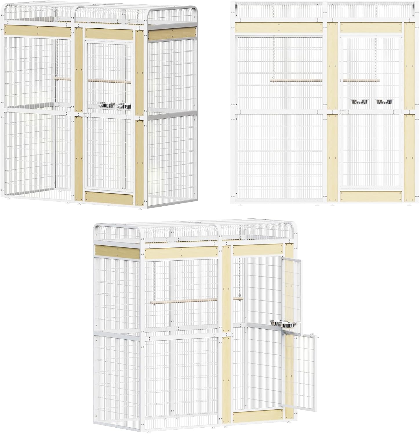 Large Bird Cage for Parakeets Outdoor Bird Aviary Parrot Cage with Perch, Birdcage for Macaws Canaries Parrots Budgie Lovebirds-White (2 Box Set) - Image 8