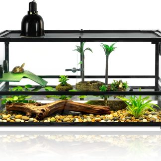 50 Gallon Glass Turtle Tank, 36"×18"×18" Tortoise Habitat, Large Turtle Aquatic Aquarium Kit with Drainage System, Turtle Terrarium for Tree Frogs, Salamanders