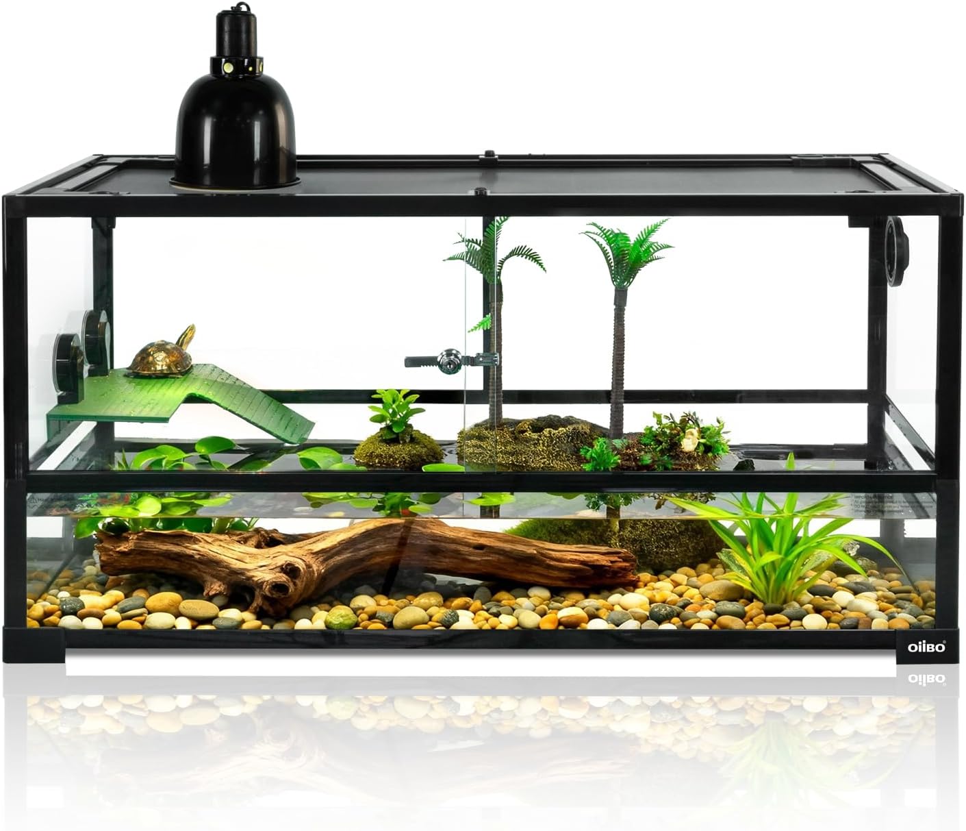 50 Gallon Glass Turtle Tank, 36"×18"×18" Tortoise Habitat, Large Turtle Aquatic Aquarium Kit with Drainage System, Turtle Terrarium for Tree Frogs, Salamanders