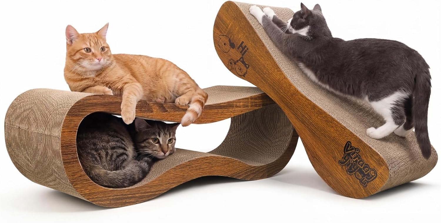 Cat Scratcher 2 in 1 Scratchers for Indoor Cats Scratching Board Cardboard, Horizontal Corrugated Scratch Pad for Cats as Beds & Furniture Reversible Sofa Scratch