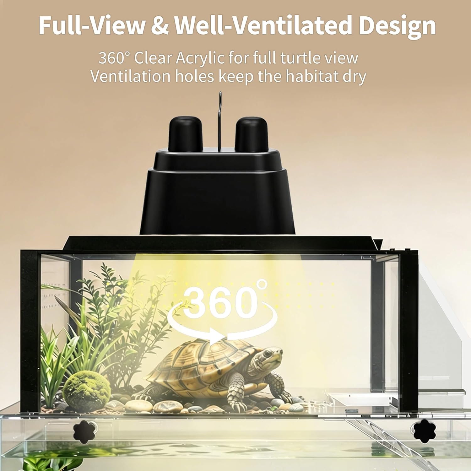 Upgraded Turtle Basking Platform for Aquatic Turtles with Temp & Humidity Gauge, Clear Acrylic Turtle Dock, Flip-Open Lid, Non-Slip Ramp & Escape-Proof, Fits 17–19" Aquariums - Image 7