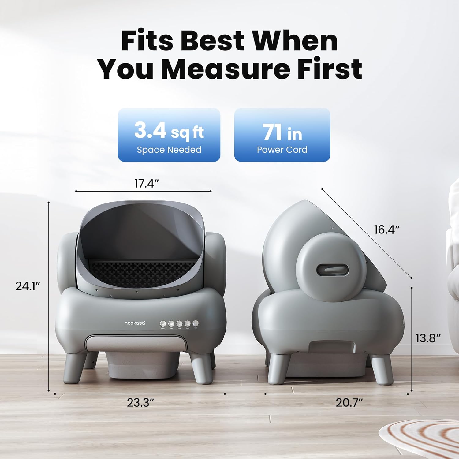 Neakasa M1 Plus Open-Top Self-Cleaning Cat Litter Box, 360° Safety Sensors, Advanced Odor & Leak Control, Automatic for Large & Multi-Cat Homes, Litter Mat & 2 Rolls Refill Bags Included - Image 9