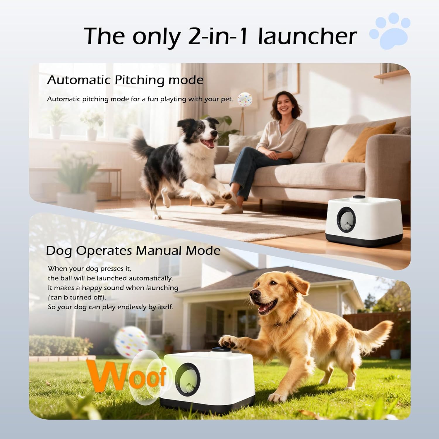 Automatic Dog Ball Launcher, Auto & Manual Dual Mode Dog Ball Thrower, Interactive Dog Toy for Boredom & Brain Stimulation with 4 ETPU Balls, Indoor Outdoor Use for All Breeds - Image 4