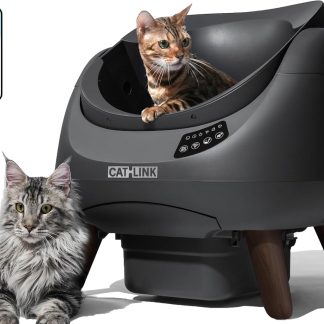CATLINK Self Cleaning Cat Litter Box Open-X, 5G & 2.4G WiFi, Safe Anti-Pinch Automatic Litter Box Open Top, AI Waste Analysis Health Monitor, App, Odor Free - Grey/Large (Multi-Cat Household)