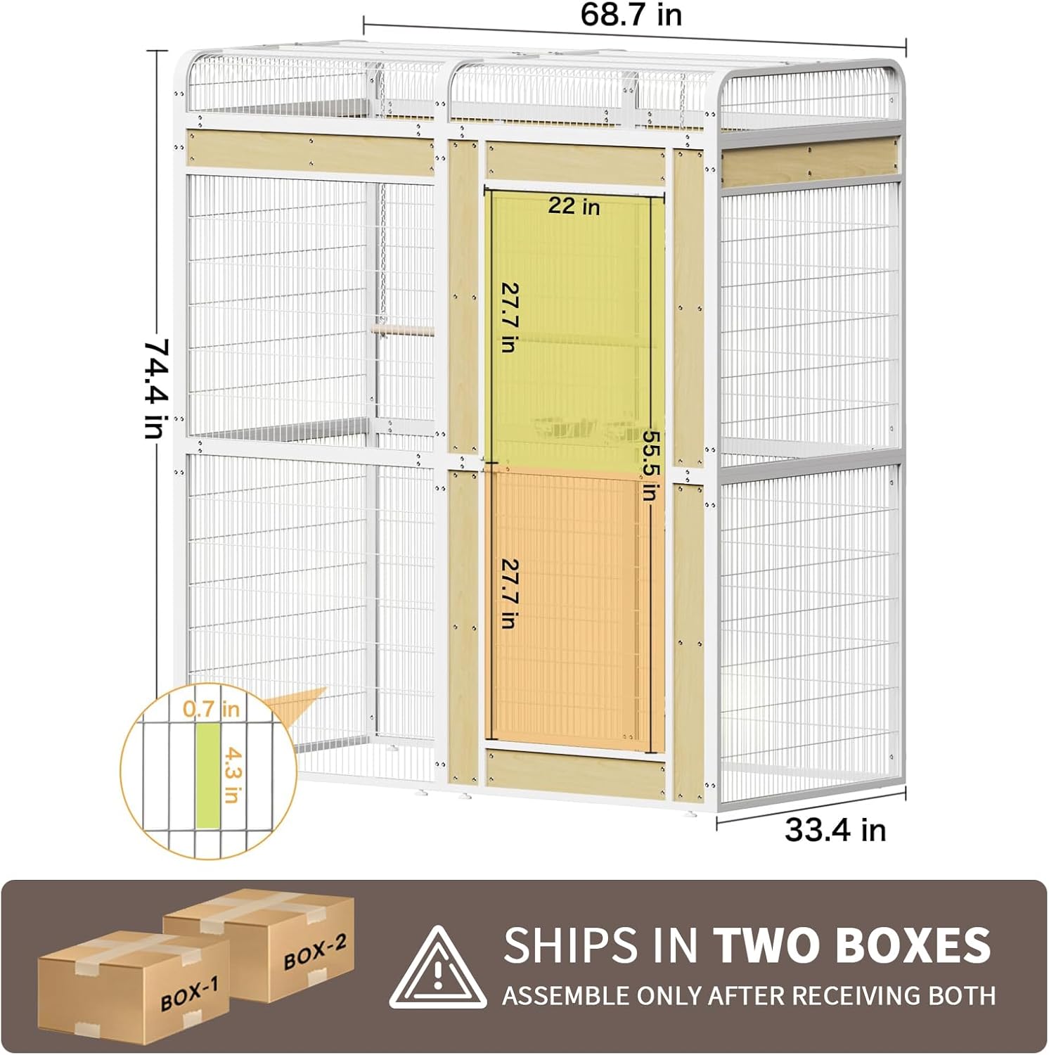 Large Bird Cage for Parakeets Outdoor Bird Aviary Parrot Cage with Perch, Birdcage for Macaws Canaries Parrots Budgie Lovebirds-White (2 Box Set) - Image 2