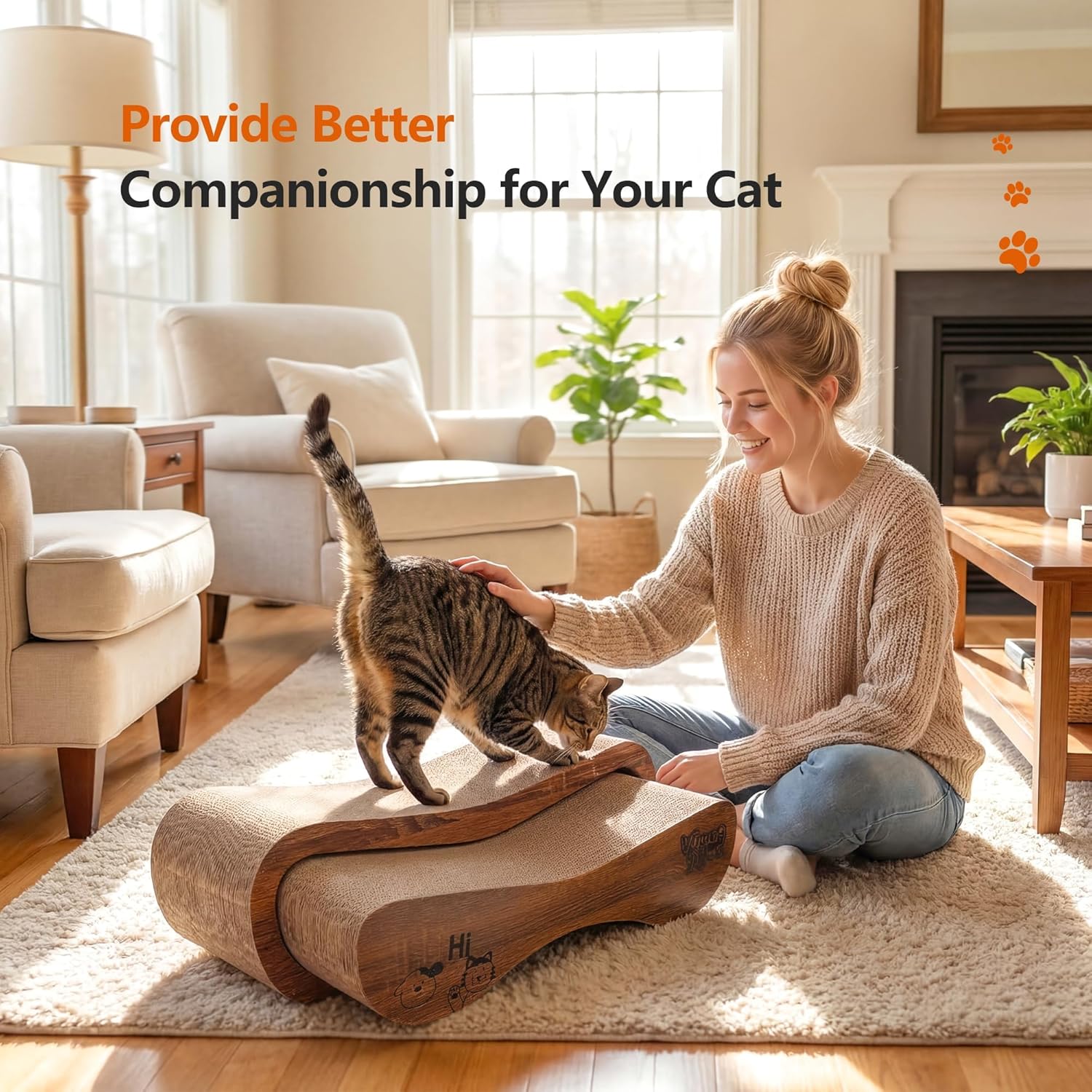 Cat Scratcher 2 in 1 Scratchers for Indoor Cats Scratching Board Cardboard, Horizontal Corrugated Scratch Pad for Cats as Beds & Furniture Reversible Sofa Scratch - Image 6