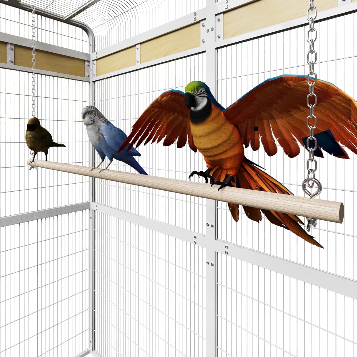 Large Bird Cage for Parakeets Outdoor Bird Aviary Parrot Cage with Perch, Birdcage for Macaws Canaries Parrots Budgie Lovebirds-White (2 Box Set) - Image 4