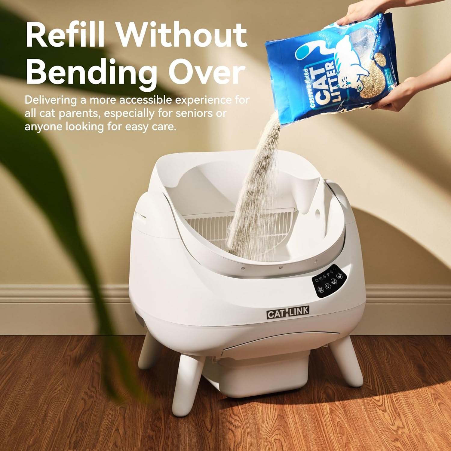 CATLINK Self Cleaning Cat Litter Box Open-X, 5G & 2.4G WiFi, Safe Anti-Pinch Automatic Litter Box Open Top, AI Waste Analysis Health Monitor, App, Odor Free - Grey/Large (Multi-Cat Household) - Image 4