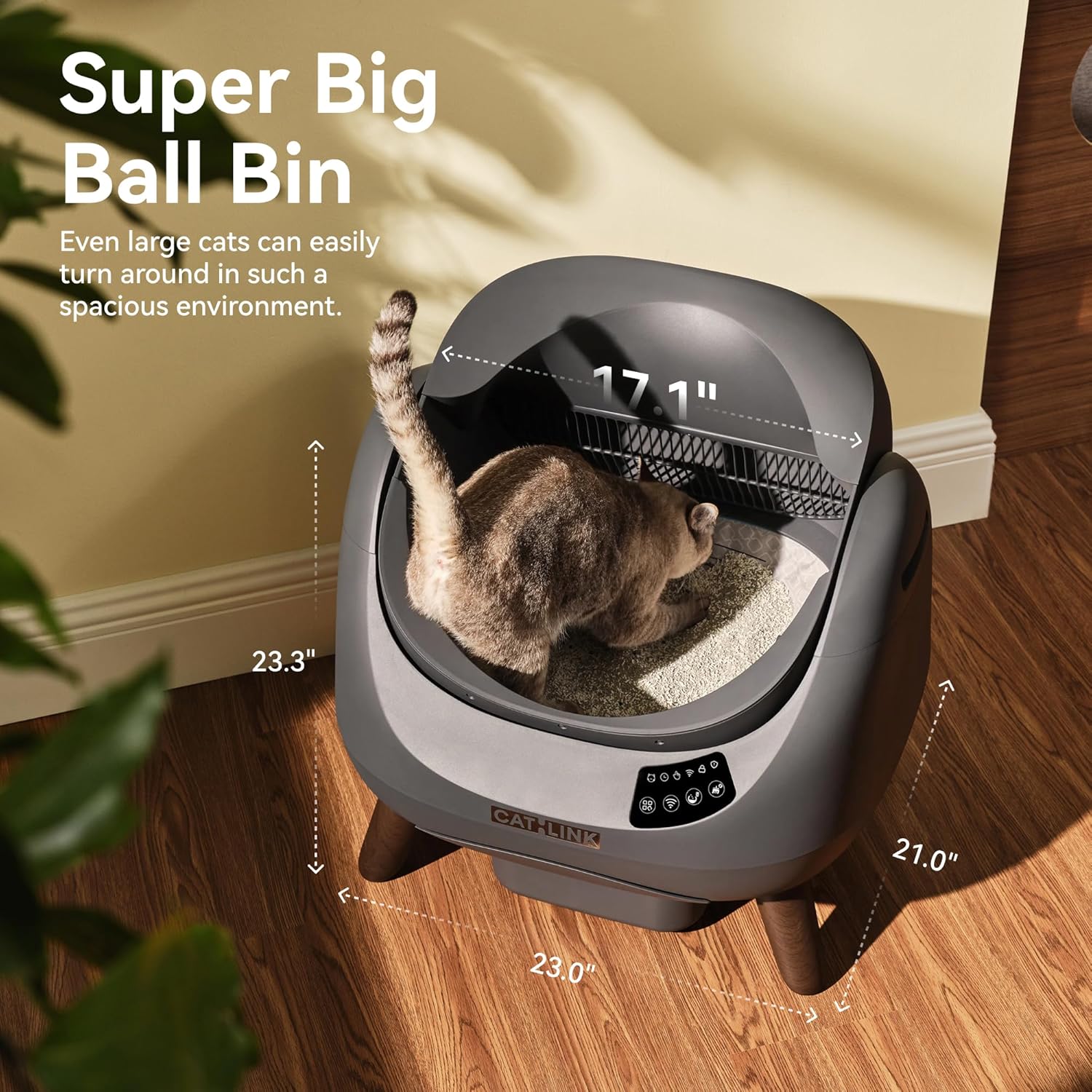 CATLINK Self Cleaning Cat Litter Box Open-X, 5G & 2.4G WiFi, Safe Anti-Pinch Automatic Litter Box Open Top, AI Waste Analysis Health Monitor, App, Odor Free - Grey/Large (Multi-Cat Household) - Image 7