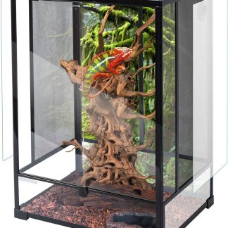 REPTI ZOO 24" x 18" x 36" Reptile Tall Glass Terrarium Rainforest Habitat Double Hinge Door with Screen Ventilation 67 Gallon Reptile Terrarium Easy Assembly
