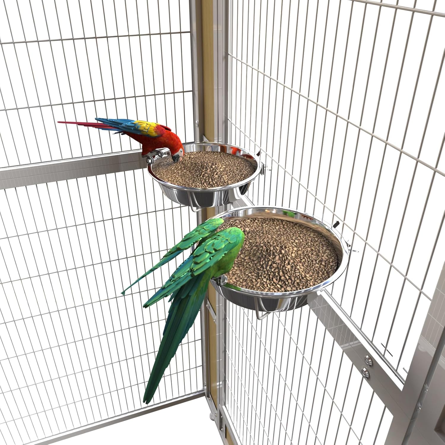 Large Bird Cage for Parakeets Outdoor Bird Aviary Parrot Cage with Perch, Birdcage for Macaws Canaries Parrots Budgie Lovebirds-White (2 Box Set) - Image 3