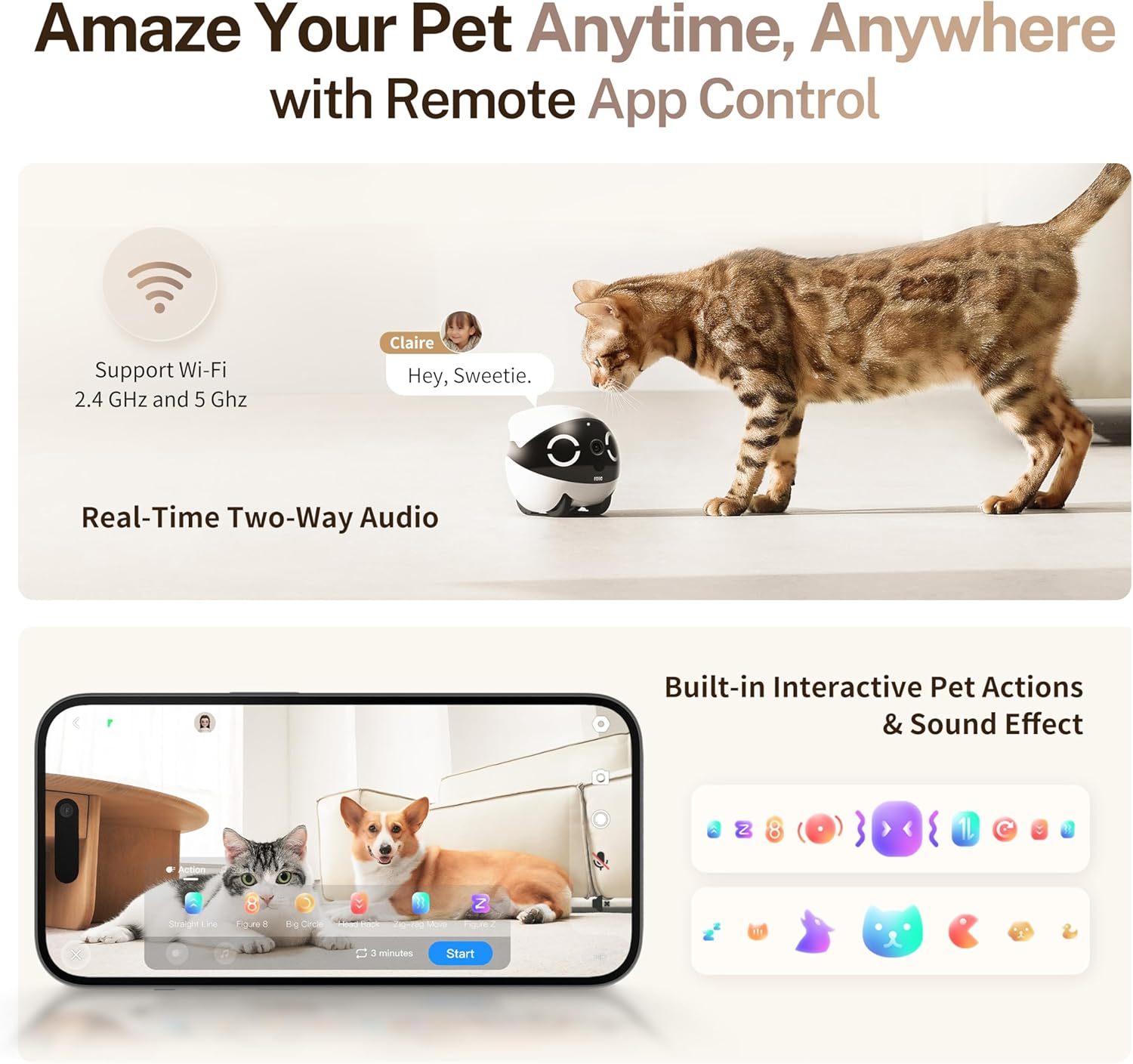 Enabot EBO ROLA Mini FamilyBot 2K Pet Camera Robot: Movable Indoor Camera Battery-Powered with Phone App, One-Touch Call, 2-Way Talk, Night Vision, Motion Detection, Video Recording - Image 5