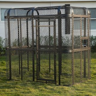 Large Walk-in Cage 77-inch Heavy Duty Birdcage Outdoor Diamond Grid Aviary Parrot Cage Wide Flight Metal Birdcage for Macaw Budgie Conure Lovebird Parakeet Cockatiel, 6.4x3.87x5.91ft, Silver